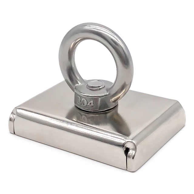 Прямоугольный магнитный спасательный комплект Неодимовый рыболовный магнит с кольцом из нержавеющей стали